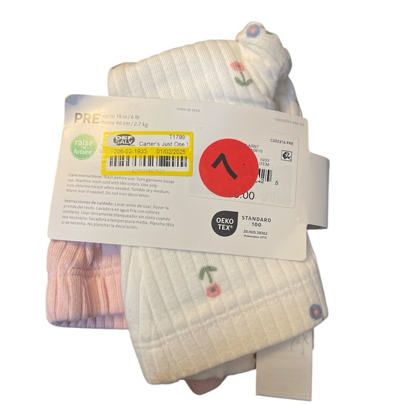 Carter's Baby Girl Soft Pink and White Tights Set Size PREEMIE NET #66 - Picture 2 of 2
